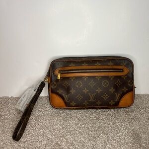 Louis Vuitton Dragonne Monogram Canvas Wristlet Clutch Vintage